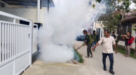 Forum Pengurangan Resiko bencana (FPRB) Sulawesi Tenggara (Sultra) lakukan Fogging di lingkungan Rumah warga (Foto: Istimewa) 