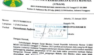 Surat Marjani bersama Ketua Umum YPKKM Pusat Baubau untuk Menkopolhukam RI. Foto: Ist