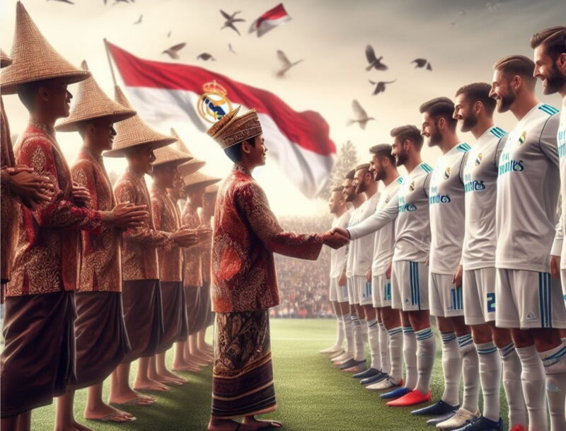 Ilustrasi Indonesia dan Real Madrid versi AI (Foto: FNEWS.id)