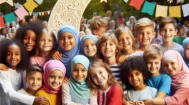 Ilustrasi anak-anak merayakan libur lebaran (Foto: AI)