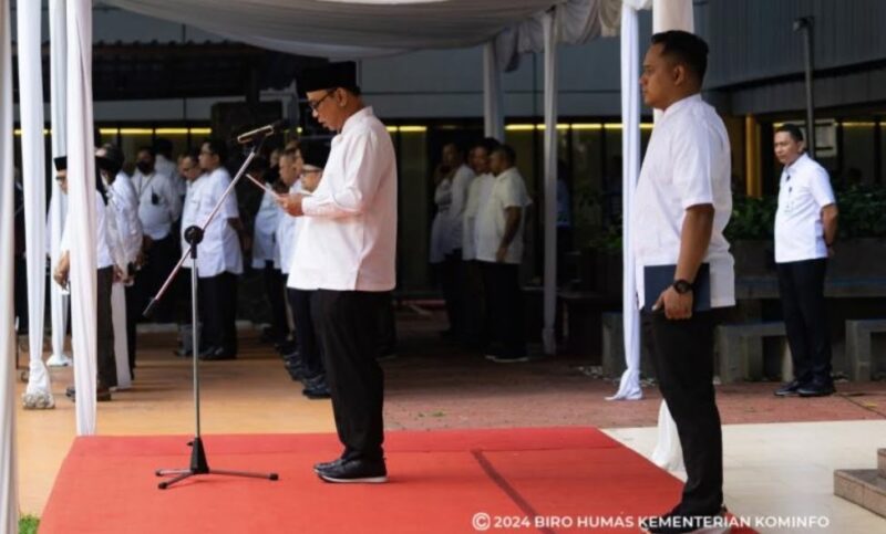 Menteri Komunikasi dan Informatika Budi Arie Setiadi saat memimpin apel (Foto: Istimewa)